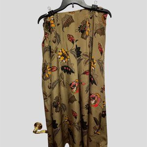 Linda Allard Ellen Tracy 100% silk size 16 made in Hong Kong green floral skirt
